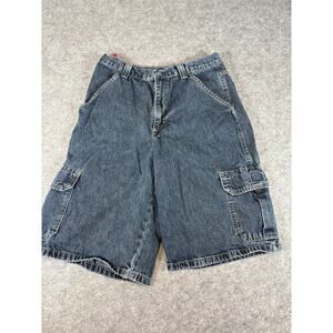 Vintage 90s Denim Jorts Cargo Shorts Mens 28 Blue Carpenter Work Utility Baggy